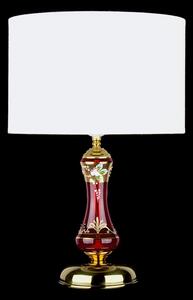 DBK GLASS Středně velká rubínová lampa zdobená smaltem s válcovitým stínidlem SE-1609-1-SMK