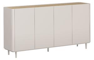 Komoda Elivo 200 cm čtyřdveřová na nožkách - kašmír / olejovaný dub