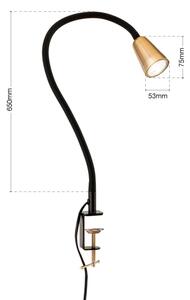 Orion - Flexibilní stolní lampa s klipem DOTTY 1xGU10/10W/230V mosaz/černá