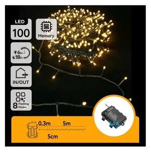 Aigostar - LED Ven. řetěz 100xLED/8 funkcí 3xAA 5,3 m IP44 teplá bílá
