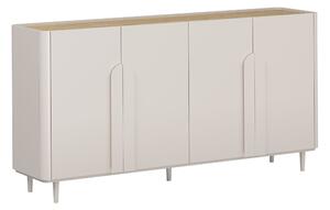 Komoda Amilio 200 cm čtyřdveřová na nožkách - kašmír / olejovaný dub / úchyty kašmír