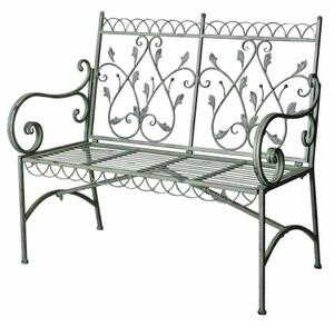 Provensálská zahradní lavice v tradiční křídové zelené s ornamenty 111 cm