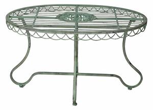 Provensálský zahradní stůl v tradiční křídové zelené s ornamenty 101 cm