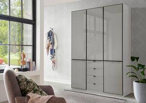 Moderní ložnice pro jednu osobu MONTREAL bílá/sklo šedý lesk