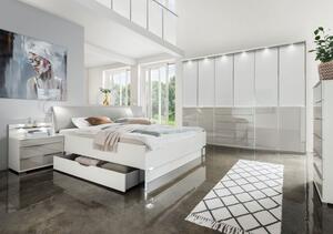 Moderní ložnice SHANGHAI 2 bílá/sklo bílá-šedá