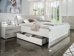 Moderní postel s úložným prostorem SHANGHAI 2 bílá/šedá plocha spaní 180x200 cm