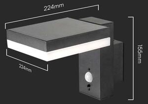 LED Solution Černé LED nástěnné solární svítidlo hranaté s pohybovým čidlem 5,5W IP54 10402