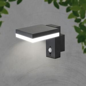 LED Solution Černé LED nástěnné solární svítidlo hranaté s pohybovým čidlem 5,5W IP54 10402