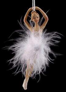 Dekorace baletka k zavěšení - 3 bílá
