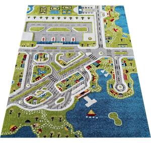 Makro Abra Dětský kusový koberec Uličky Color Kids 01 Město Moře zelený modrý Rozměr: 100x150 cm