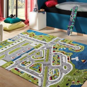 Makro Abra Dětský kusový koberec Uličky Color Kids 01 Město Moře zelený modrý Rozměr: 150x200 cm