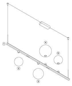 Lodes Závěsné lineární LED svítidlo RANDOM STICK, Short, d.100cm Teplota světla: 3000, Barva stínidla: Transparentní, Barva baldachýnu: Černá