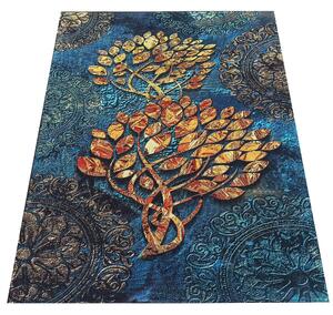 Makro Abra Moderní kusový koberec protiskluzový Horeca-New 125 Listí Květy modrý vícebarevný Rozměr: 80x150 cm
