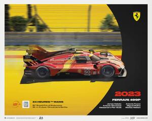 Umělecký tisk Ferrari 499P - 24h Le Mans - 100th Anniversary - 2023, (50 x 40 cm)