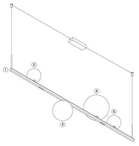 Lodes Závěsné lineární LED svítidlo RANDOM STICK, Medium, d.120cm Teplota světla: 2700, Barva stínidla: Oranžová, Barva baldachýnu: Zlatá