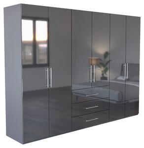 ŠATNÍ SKŘÍŇ, antracitová, vysoce lesklá antracitová, 294/219/59 cm Carryhome - Šatní skříně, Online Only