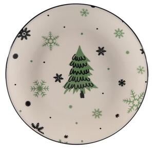 Vánoční keramický dezertní talíř 19cm stromeček