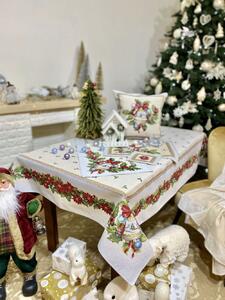 Dům Vánoc Gobelínový vánoční ubrus s motivem Zvonečky Velikost: 137x137 cm