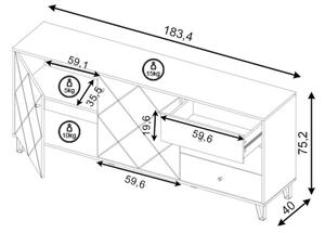 Komoda SULA 183x75x40 cm dub craft/černá