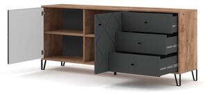 Komoda SULA 183x75x40 cm dub craft/černá