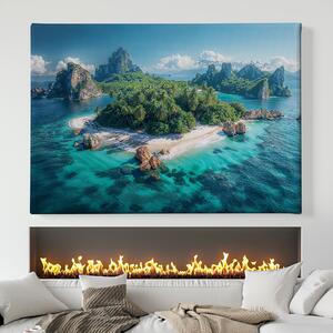 Obraz na plátně - Palmový ráj na písečném ostrůvku FeelHappy.cz Velikost obrazu: 210 x 140 cm