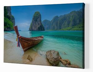 Obraz na plátně - Na dřevěné loďce v průzračných vodách FeelHappy.cz Velikost obrazu: 150 x 100 cm