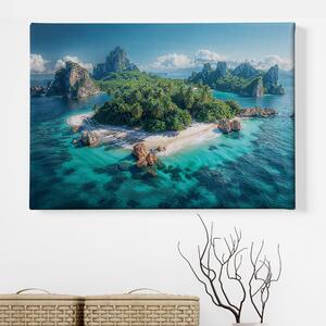 Obraz na plátně - Palmový ráj na písečném ostrůvku FeelHappy.cz Velikost obrazu: 210 x 140 cm