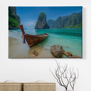 Obraz na plátně - Na dřevěné loďce v průzračných vodách FeelHappy.cz Velikost obrazu: 60 x 40 cm