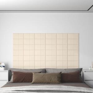 Nástěnné panely 12 ks krémové 30 x 15 cm samet 0,54 m²