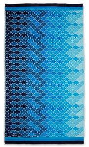 Plážová maxi osuška s motivem oceánu laděná do modré barvy. Ideální k vodě. Rozměr osušky je 90x170 cm. Plošná hmotnost 400 g/m2