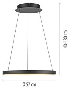 Paul Neuhaus Závěsné LED svítidlo HOOP, 42W, ø 57 cm, 3000K stmívatelné SimplyDim a nastavitelnou výškou Barva: Hliník