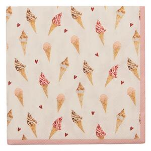 Béžové papírové ubrousky se zmrzlinou Frosty And Sweet – 33x33 cm