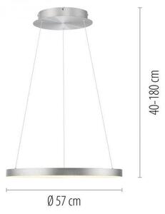 Paul Neuhaus Závěsné LED svítidlo HOOP, 42W, ø 57 cm, 3000K stmívatelné SimplyDim a nastavitelnou výškou Barva: Hliník