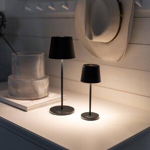 Konstsmide LED stolní lampa na baterie Vence, výška 22 cm, černá, IP54, USB, stmívatelný, Černá, Obývací pokoj / jídelna, Hliník, Moderní