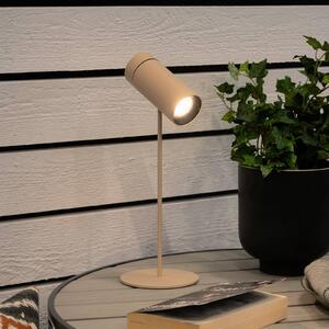 Konstsmide LED stolní lampa Multi na baterie, písková barva, výška 30 cm, IP54, stmívatelný, Krémová / jantar, Obývací pokoj / jídelna, Hliník, Moderní
