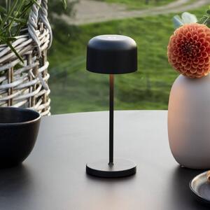 Konstsmide LED stolní lampa Lille na baterie, výška 20 cm, černá, IP54, USB, stmívatelný, Černá, Obývací pokoj / jídelna, Hliník, Moderní