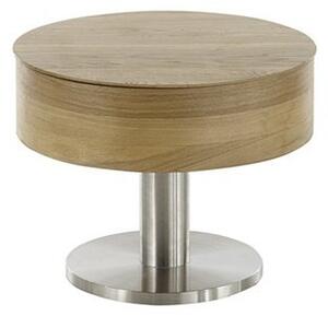 Kulatý konferenční stolek se zvedací deskou TANGER dubová dýha/leštěná ocel