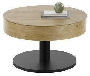 Kulatý konferenční stolek se zvedací deskou TANGER dubová dýha/černý mat