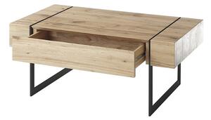 Konferenční stolek PAPHOS dubová dýha/černá mat ocel