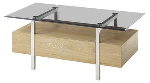 Konferenční stolek HATFIELD dubová dýha/šedé sklo