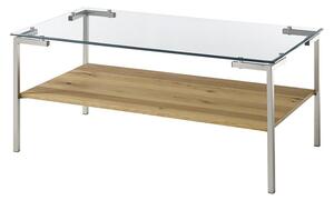 Konferenční stolek GLASGOW dubová dýha/čiré sklo
