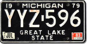 Americká SPZ Michigan 1979 Black YYZ-596