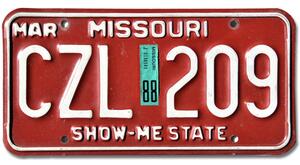 Americká SPZ Missouri Red CZL 209