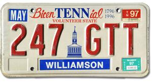 Americká SPZ Tennessee Bicentennial