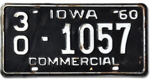 Americká SPZ Iowa 1960 Black 30-1057