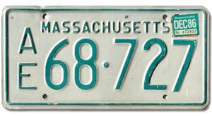 Americká SPZ Massachusetts AE68-727
