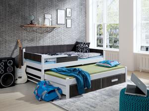 Postel pro děti s přistýlkou 90x190 WADA - bílá / zebrano, levé provedení