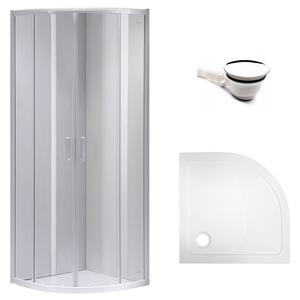 BPS-koupelny Čtvrtkruhový sprchový kout KZ94B WH 90x90 cm bílý/transparent + vanička ST01B WH bílá