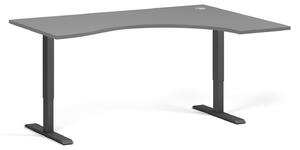 Ergonomický výškově nastavitelný stůl, 160x120 cm, 1 motor, L/P, černá podnož, grafit