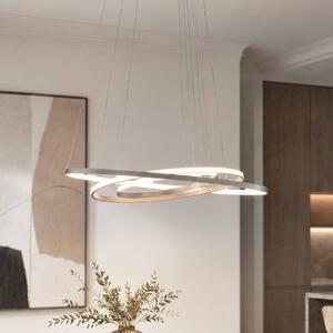 Lucande LED závěsné světlo Ezana, nikl, kov, Ø 80 cm, stmívatelný, Hliník / šedá / zinek, Obývací pokoj / jídelna, kov, Moderní
